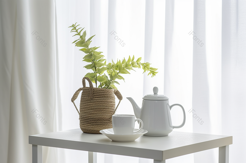 室内设计家居装饰白色窗帘桌子上的摆件文艺摄影图,高清,摄影图,摄影图片,图片大全,摄影图免费下载